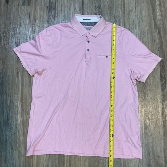 Ted Baker London Men's Solid Short Sleeve Polo Shirt Pink Size 6 - Picture 7 of 8